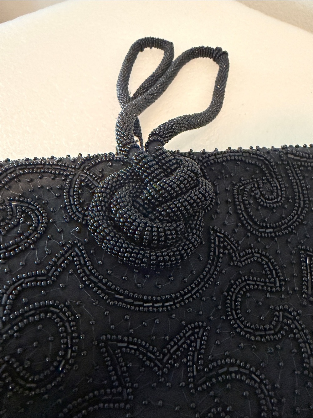 Vintage Schildkraut Black Beaded Formal Clutch Purse - Picture 13 of 13